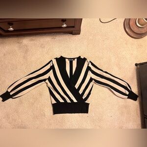 NY&Co 7th Avenue Design Studio Striped Tan and Black sweater